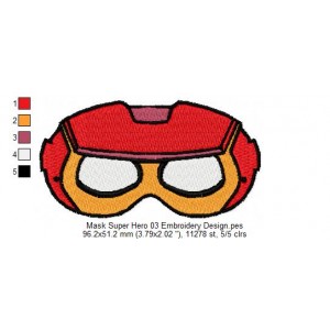 Mask Super Hero 03 Embroidery Design